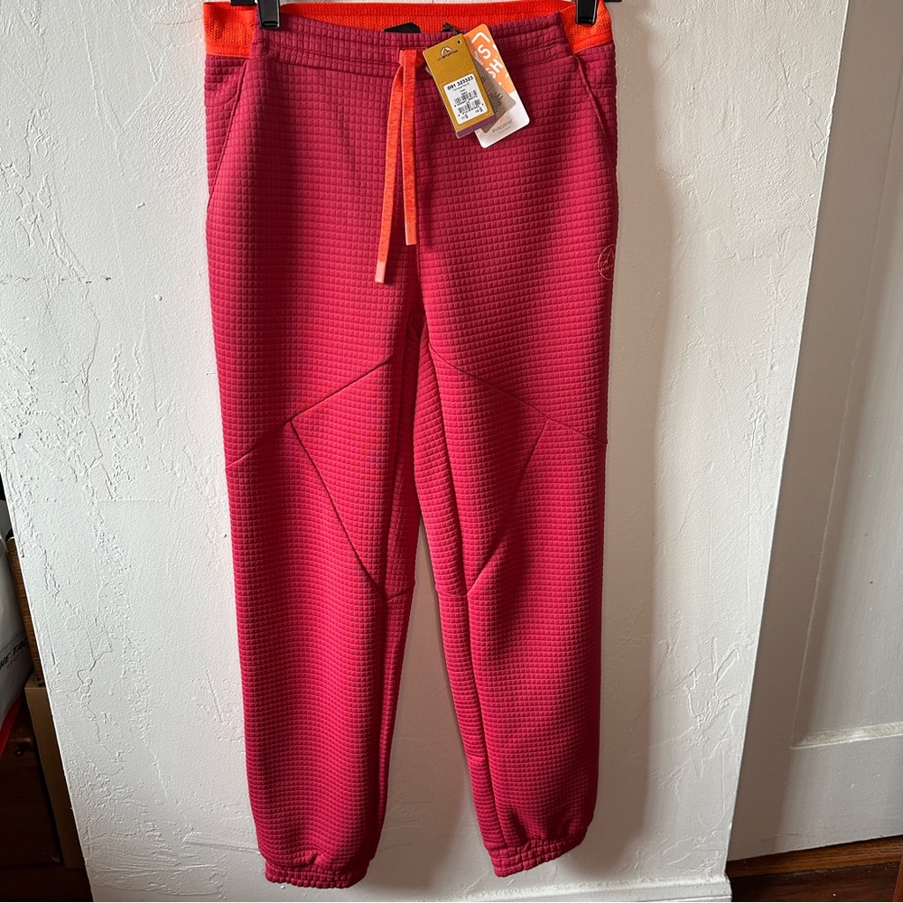 NWT-Women's Red Knit Climber Pants with Drawstring Waist